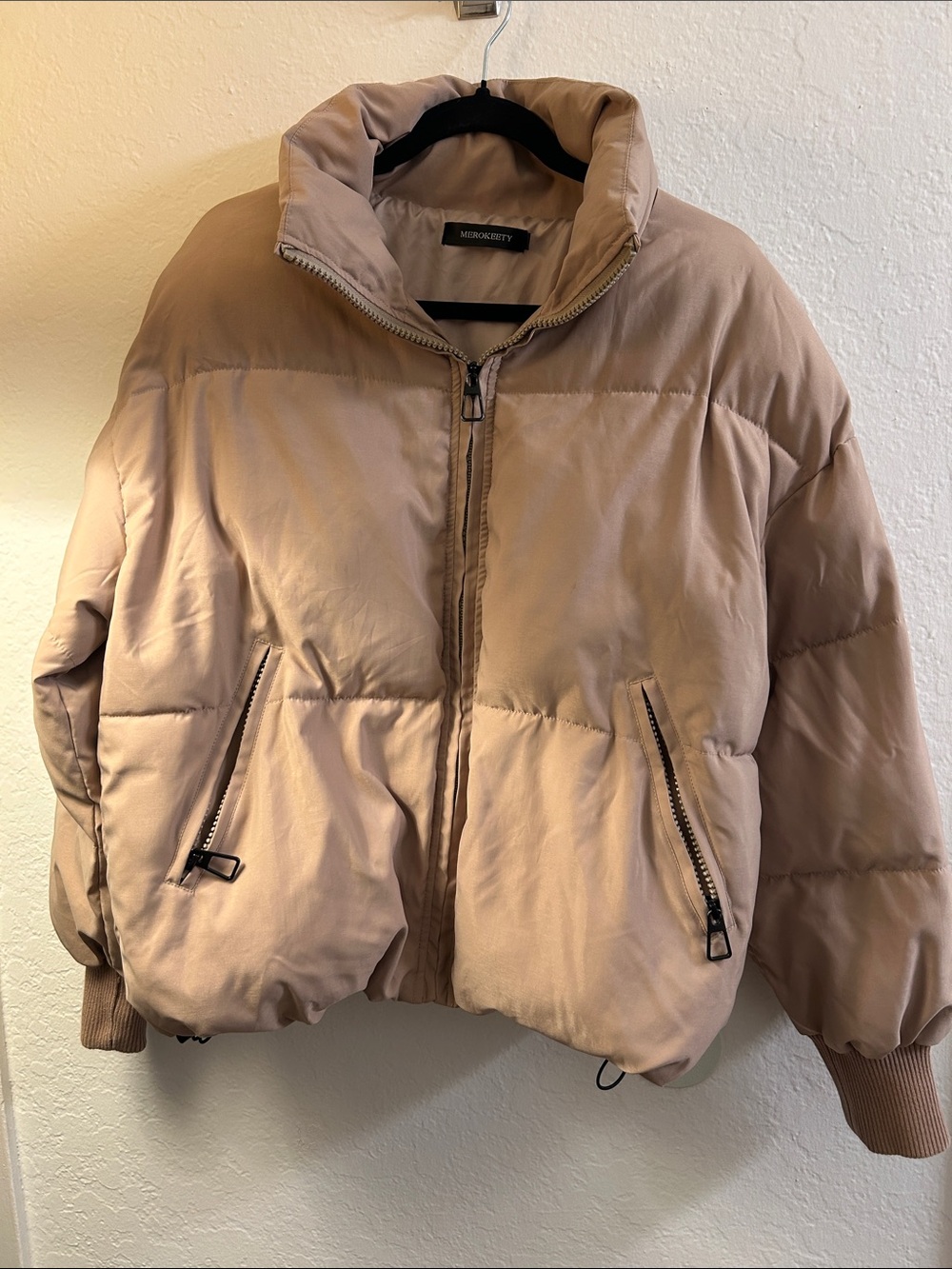 Merokeety S Beige Puffer Jacket